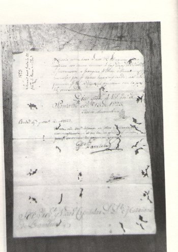 X - Carta de José de Amenábar, escrita en una hoja sin letras de agua, dirigida al Señor Provisor y Vicario Capitular de Buenos Aires Don Mariano de Zavaleta en 1823, con providencia de dicha curia al dorso.