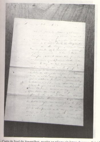 XIII - Carta de José de Amenábar, escrita en pliego sin letras de agua, dirigida al Obispo de Buenos Aires en 1835, con providencia de dicha curia en la última página.