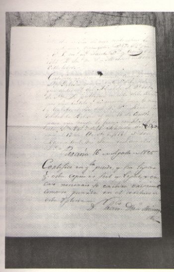 XV - Copia realizada en Agosto de 1835 en Paraná, autenticada por el 